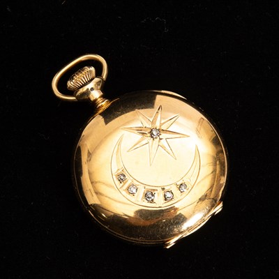 Lot 118 - Hampden 14KT Gold and Diamond Hunting Case Pocket Watch