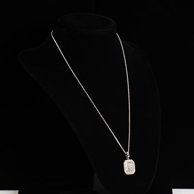 Lot 121 - 14KT White Gold and Diamond Pendant Necklace