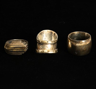 Lot 125 - Group of Three Sterling Silver Rings