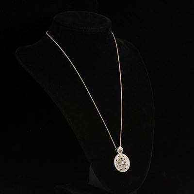 Lot 128 - 14KT White Gold and Diamond Locket Pendant Necklace