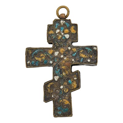Lot 118 - Russian Metal Alloy and Enamel Reliquary Cross
