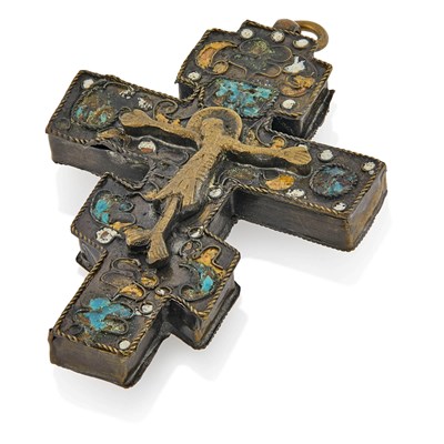 Lot 118 - Russian Metal Alloy and Enamel Reliquary Cross
