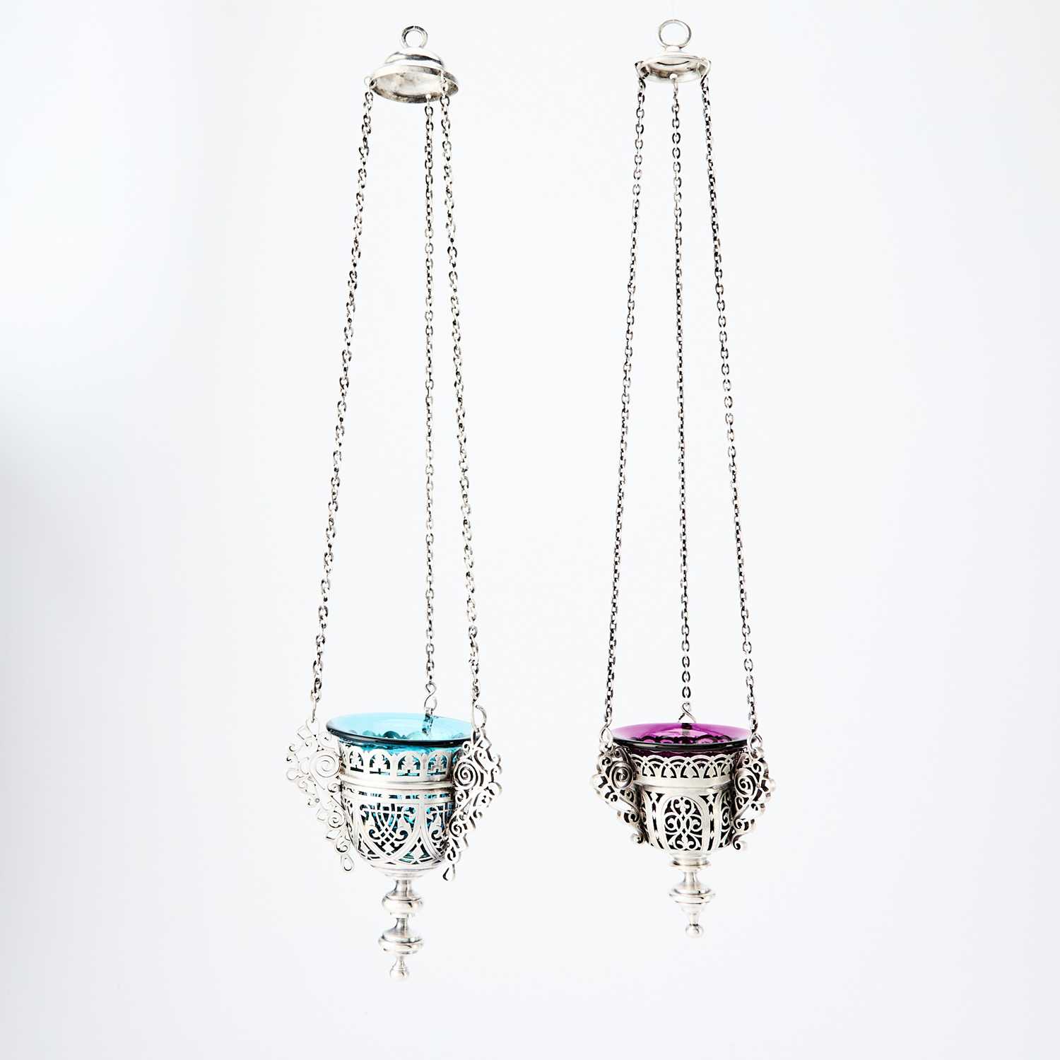 Lot 132 - Two Russian Silver Lampadas