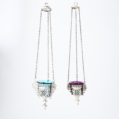 Lot 132 - Two Russian Silver Lampadas