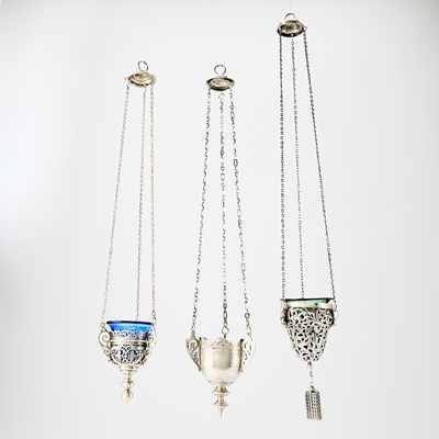 Lot 131 - Three Russian Silver Lampadas