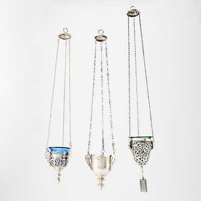 Lot 131 - Three Russian Silver Lampadas
