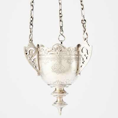 Lot 131 - Three Russian Silver Lampadas