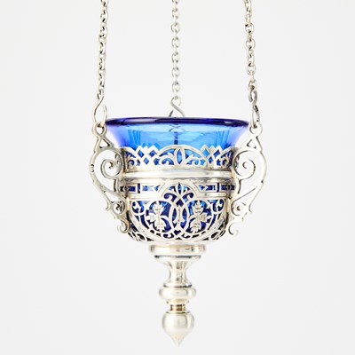 Lot 131 - Three Russian Silver Lampadas