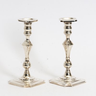 Lot 147 - Pair of Cartier Sterling Weighted Candlesticks