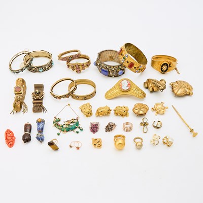 Lot 718 - Group of Gold-Tone and Intaglio Costume Jewelry