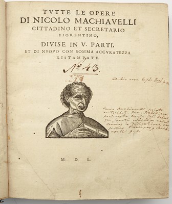 Lot 11 - A Testina edition of Machiavelli's Opere