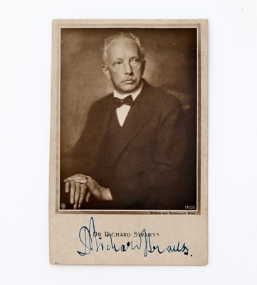 Lot 100 - A portrait postcard signed by Richard Strauss