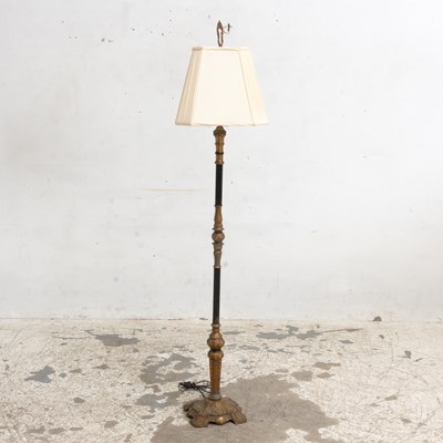 Lot 169 - Gilt and Black Painted Metal Column Form Floor Lamp