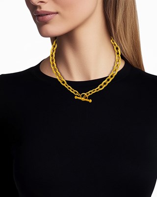 Lot 122 - Barry Kieselstein-Cord Gold Oval Link Toggle Necklace