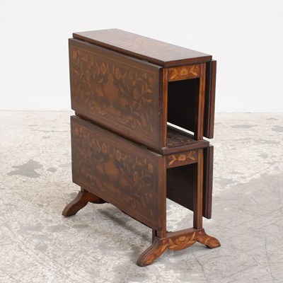 Lot 184 - Dutch Marquetry Inlaid Two-Tier Drop Leaf Table