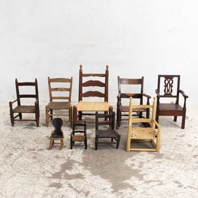 Lot 191 - Nine Wooden Miniature and Child's Chairs