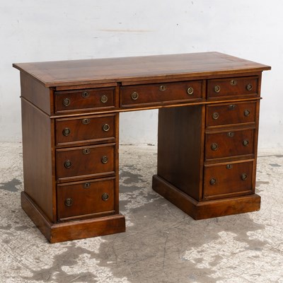 Lot 194 - George III Style Inlaid Mahogany Pedestal Desk