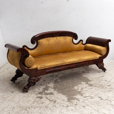 Lot 198 - American Classical Style Upholstered Mahogany Sofa