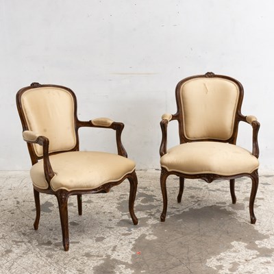 Lot 200 - Pair of Louis XV Style Beechwood Fauteuils