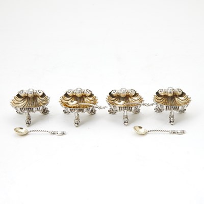 Lot 198 - Set of Four English Sterling Silver Shell-Form Salts