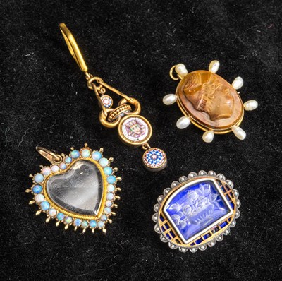 Lot 310 - Assorted Group of Antique Gold and Silver Pendants and Brooches