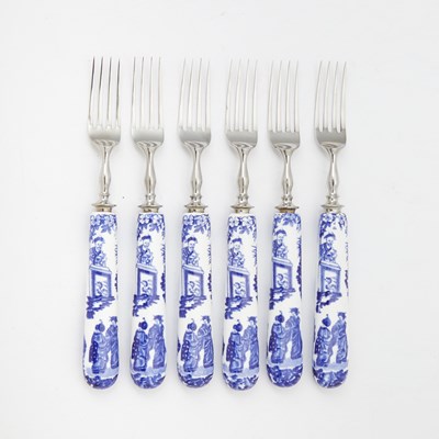 Lot 481 - Set of Twelve Royal Crown Derby Porcelain and Stainless Steel Fruit Forks