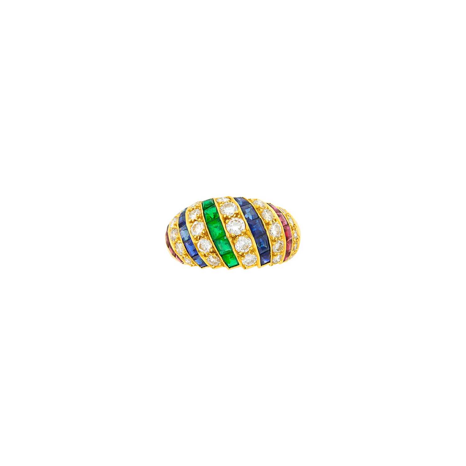 Lot 106 - Jacques Cartier Gold, Gem-Set and Diamond Bombé Ring