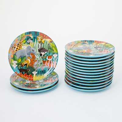 Lot 9 - Set of Sixteen Iris Apfel Jungle Theme Ceramic Plates