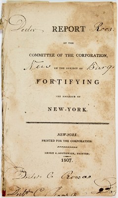 Lot 334 - An 1807 report on building additional naval defenses in New York Harbor
