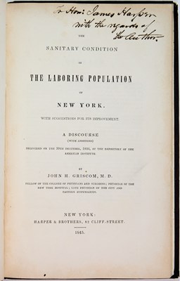 Lot 323 - Presentation copy of The Sanitary Condition of the Laboring Population of New York