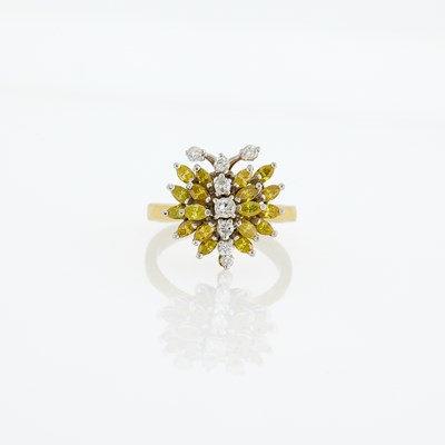 Lot 3099 - Two-Color Gold, Colored Diamond and Diamond Butterfly Ring