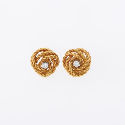 Lot 3044 - Pair of Gold and Diamond Earclips