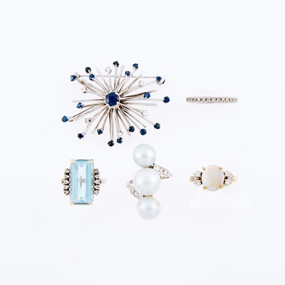 Lot 3328 - Group of White and Yellow Gold, Gem-Set and Diamond Jewelry