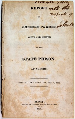 Lot 198 - A scarce report of the early New York prison at Auburn