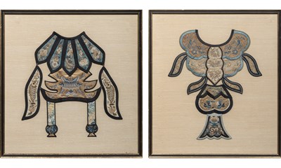 Lot 179 - Two Chinese Embroidered Silk Collars