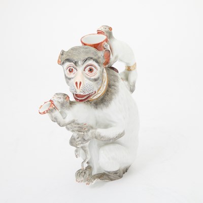 Lot 201 - Samson Hand-Painted and Parcel-Gilt Monkey Teapot