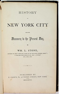Lot 306 - Six books and pamphlets on the history of New York City, mostly 19th century