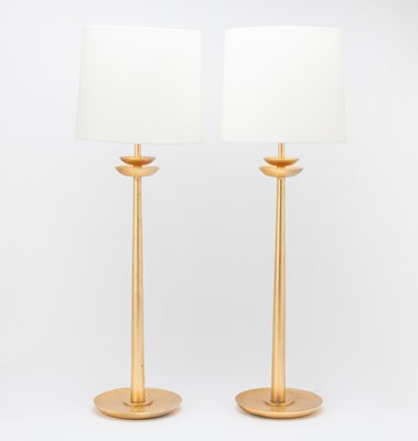 Lot 325 - Pair of Gilt Decorated Ceramic Astrid Buffet Table Lamps