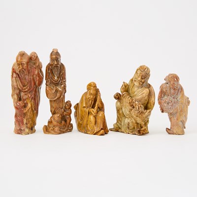 Lot 122 - A Group of Five Soapstone Figural Carvings