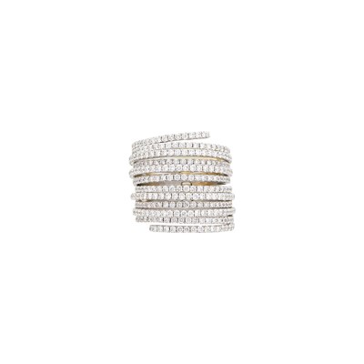Lot 57 - Wide White Gold and Multi-Band Diamond Ring