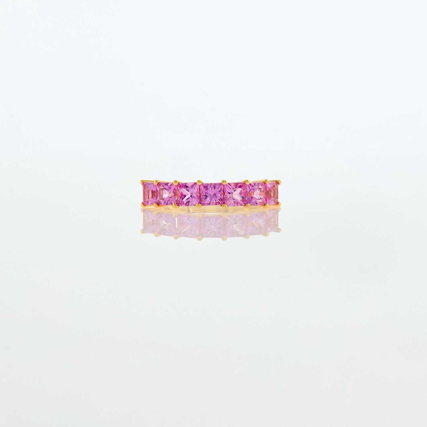 Lot 2036 - Rose Gold and Pink Sapphire Band Ring