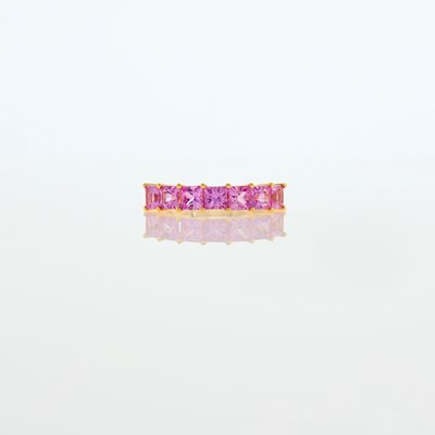 Lot 2036 - Rose Gold and Pink Sapphire Band Ring