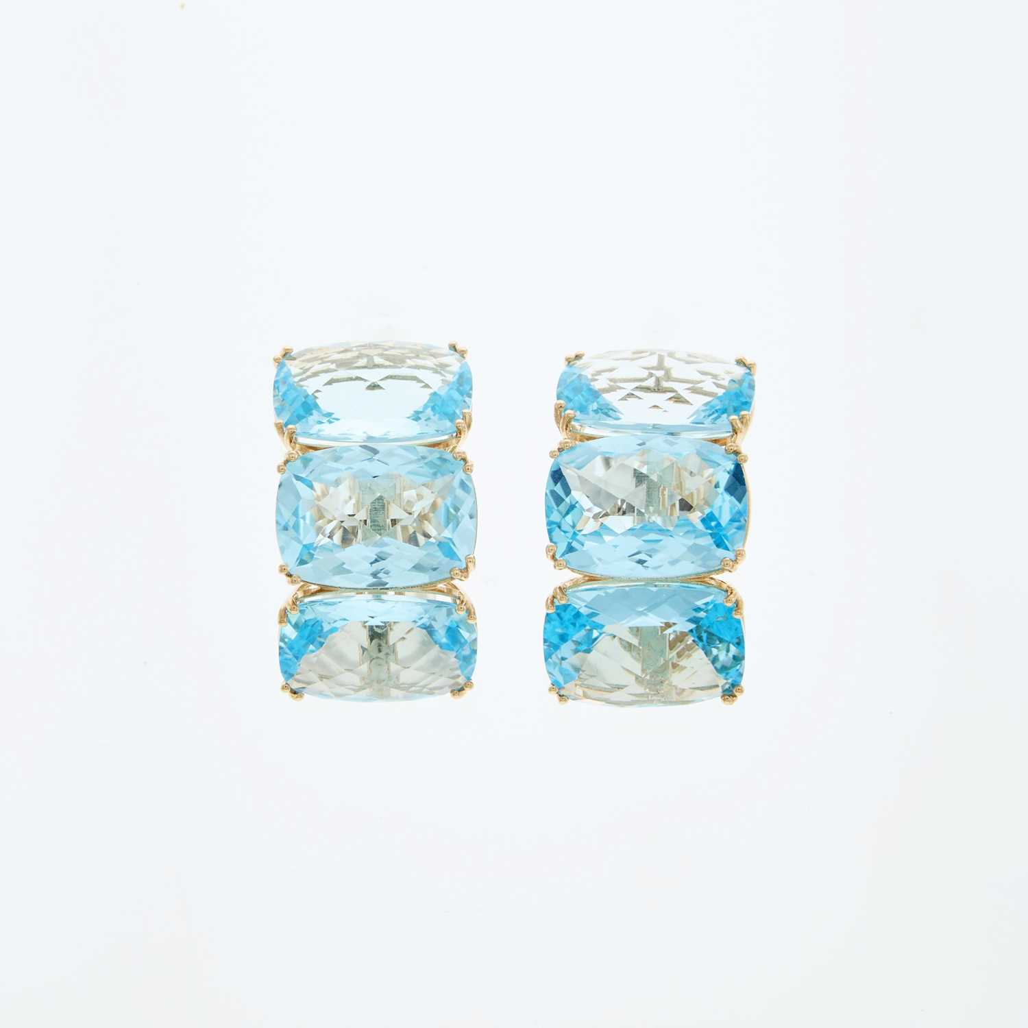 Lot 1078 - Pair of Gold and Blue Topaz Earrings