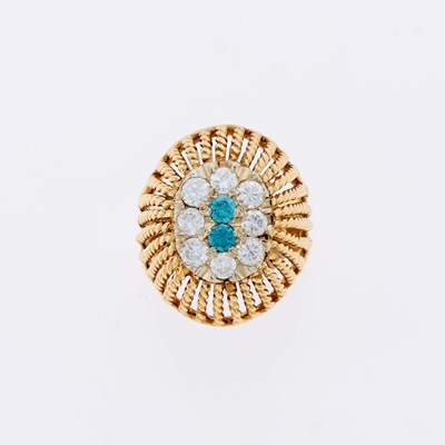 Lot 3186 - Gold, Diamond and Treated Blue Diamond Ring