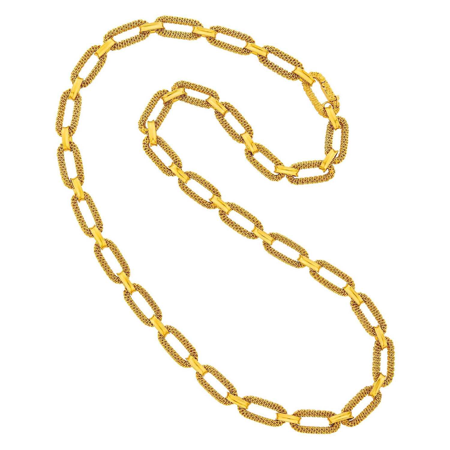 Lot 117 - Van Cleef & Arpels Long Gold Link Necklace, France