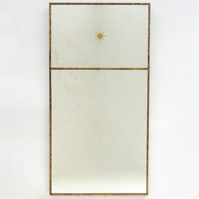 Lot 330 - Modern Gilt-Metal Etched Glass Trumeau Mirror