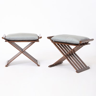 Lot 342 - Pair of Modern 'X'-Form Wood Benches