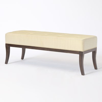 Lot 335 - Upholstered Stained Wood Bench