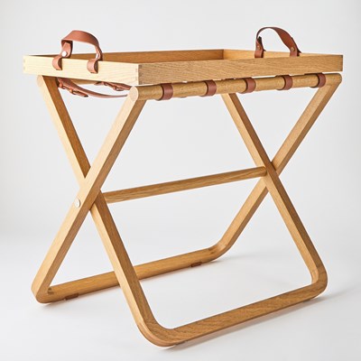 Lot 253 - Hermes Briddle Leather Mounted Oak Tray on Stand