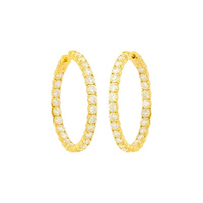 Lot 118 - Pair of Gold and Diamond Hoop Earrings